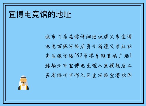 宜博电竞馆的地址